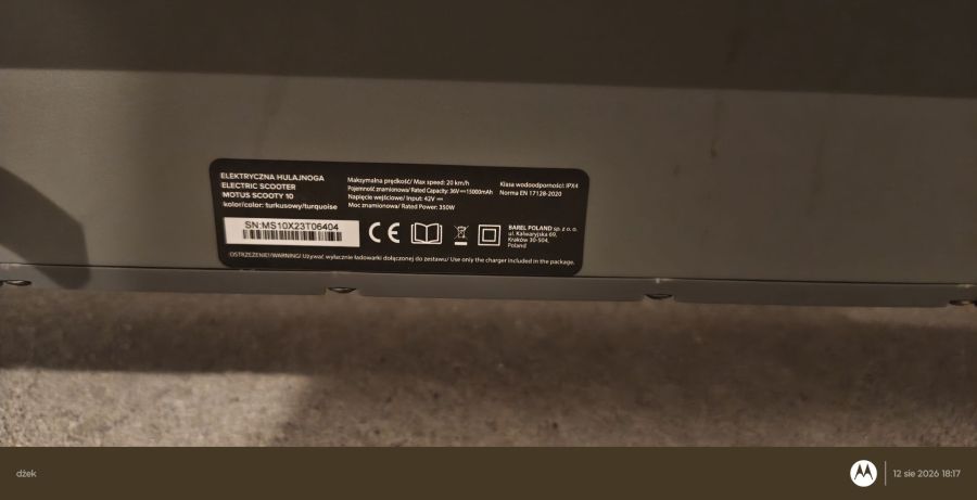 Hulajnoga elektryczna Motus Scooty 10: zdjecie 99224366