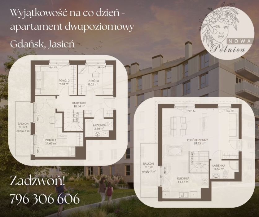 Gotowy do odbioru- Apartament dwupoziomowy, Gdańsk- Nowa Pólnica M17