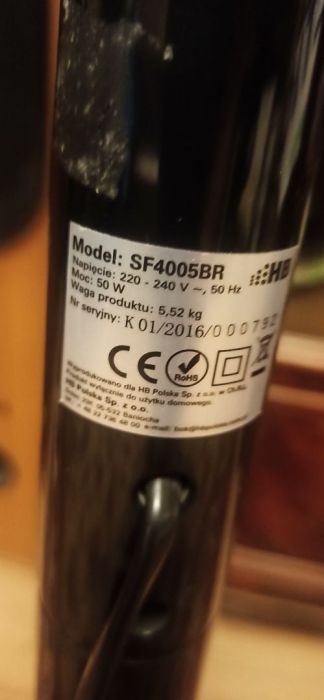 Wentylator stojący HB SF4005BR o mocy 50W: zdjecie 99244713