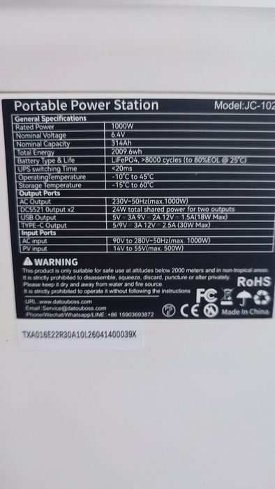 Stacja zasilania 1000 Wat 2000 Wh.Nowa.: zdjecie 99270712