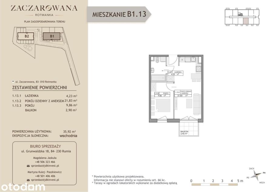 2 pokoje z balkonem | 35,92 m² | Rotmanka