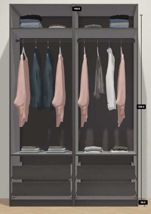 Szafa PAX IKEA (2 sztuki) Ciemnoszary / Antracyt 150x236 cm: zdjecie 99317874