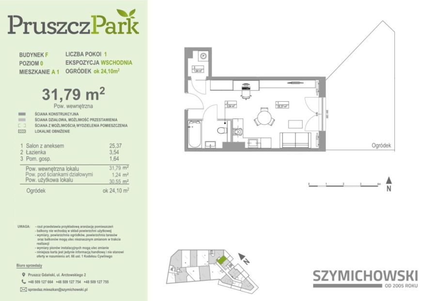 Pruszcz Park | bud. F | kawalerka z ogródkiem: zdjecie 99346691