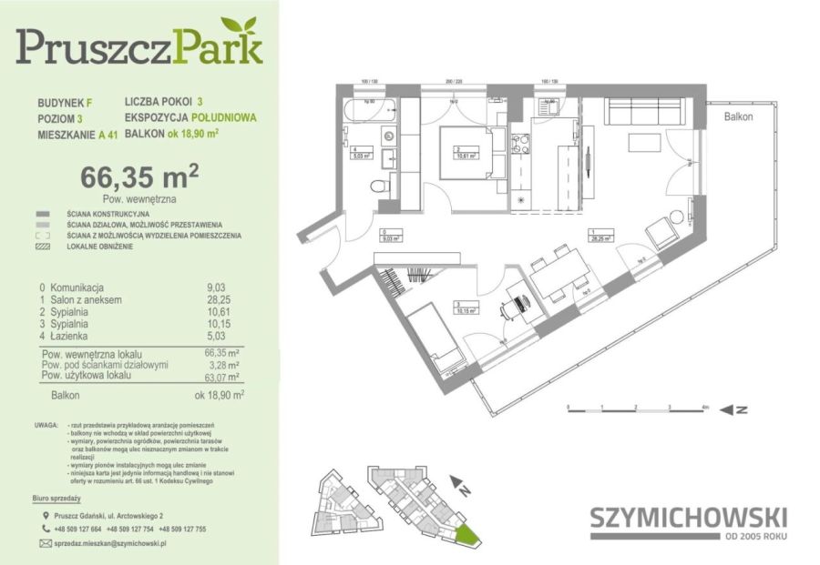Pruszcz Park | F.A.41 | szczytowe. słoneczne 3-pok.: zdjecie 99347307