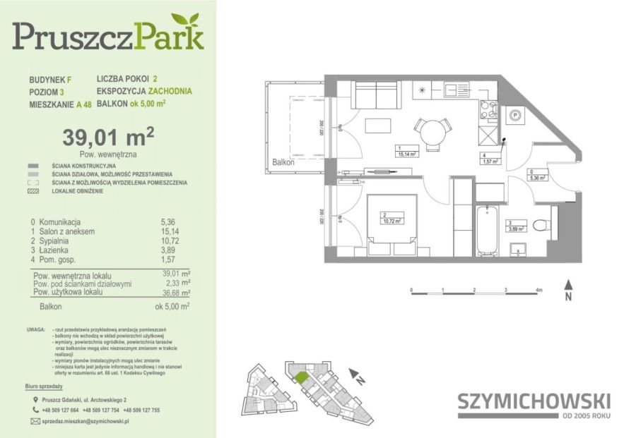 Pruszcz Park | F.A.48 | mieszkanie 2-pok. 39 m2: zdjecie 99347368