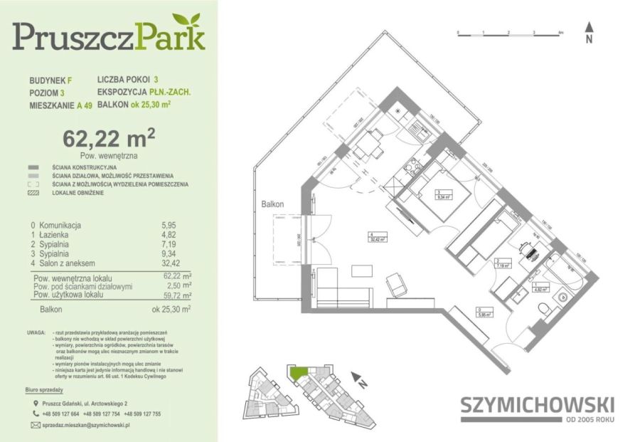 Pruszcz Park | F.A.49 | narożne 3-pok. 62 m2: zdjecie 99347384