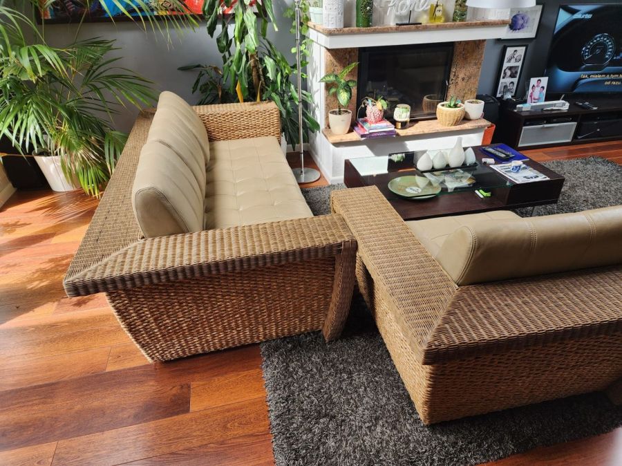 Zestaw wypoczynkowy rattan-skora: zdjecie 99375771