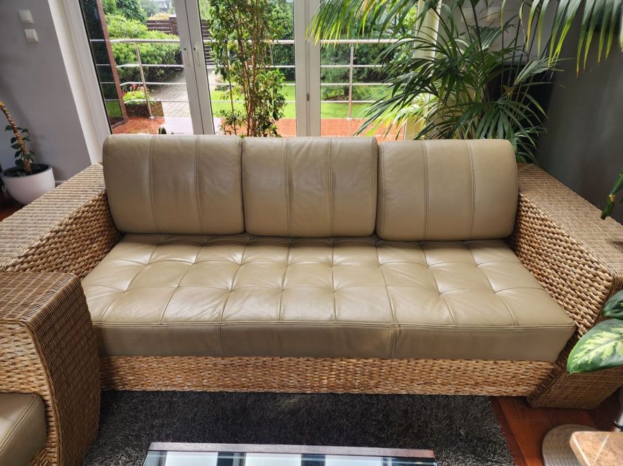 Zestaw wypoczynkowy rattan-skora: zdjecie 99375774