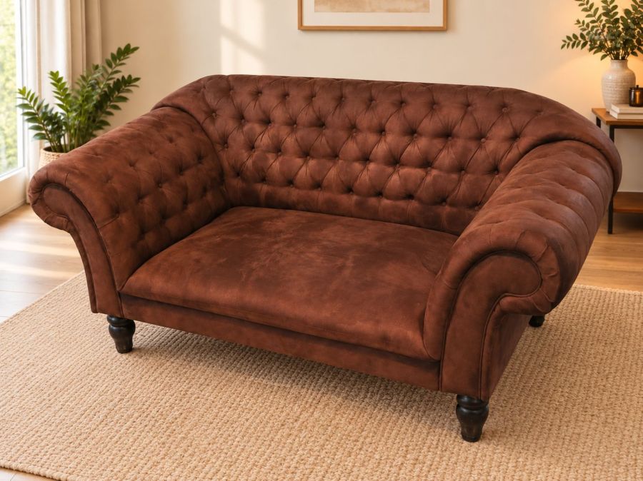 Sofa Chesterfield 2-os. + 2 pufy | komplet | bardzo dobry stan: zdjecie 99390109