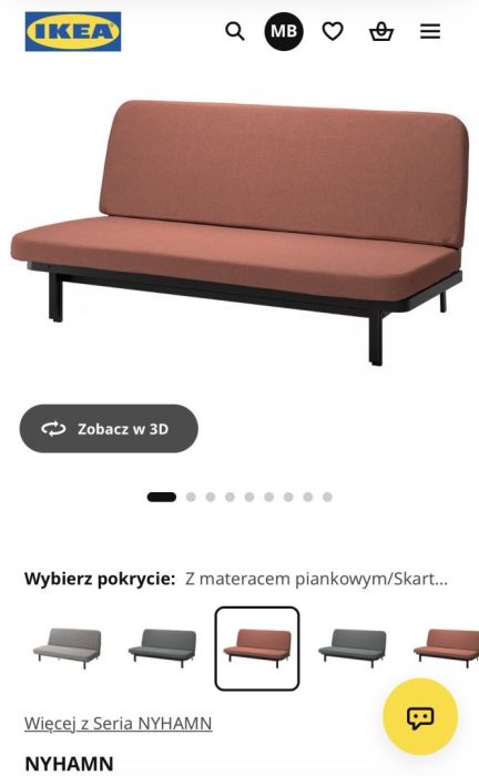 IKEA sofa rozkładana 3-osobowa z materacem: zdjecie 99390215