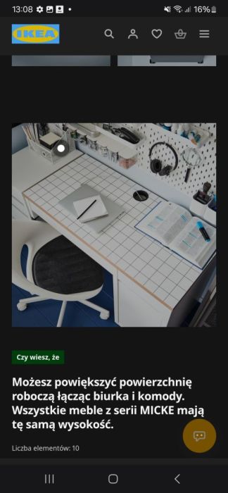 Biurko Ikea micke z szafką, blat w kratkę: zdjecie 99394916
