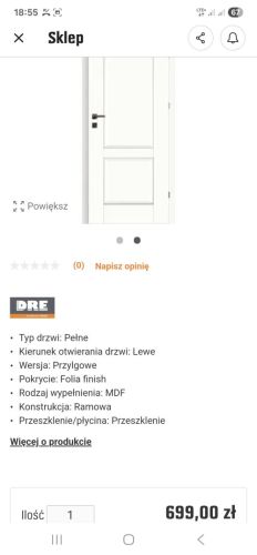 Sprzedam drzwi wewnętrzne DRE 70 lewe: zdjecie 66532100