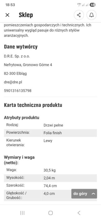 Sprzedam drzwi wewnętrzne DRE 70 lewe: zdjecie 99409818