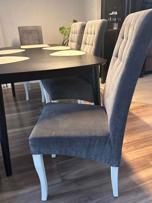 Krzesło ciemnoszare 6 szt, nogi białe: zdjecie 99413915