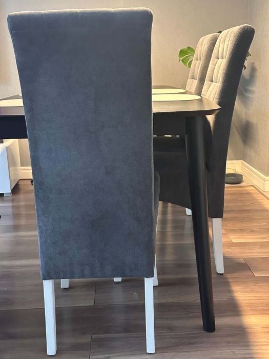 Krzesło ciemnoszare 6 szt, nogi białe: zdjecie 99413916