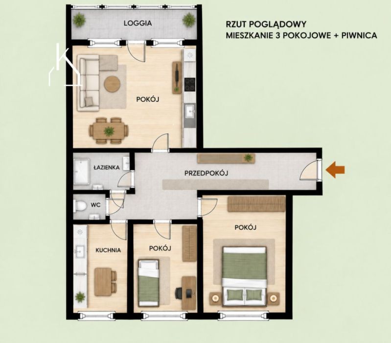 mieszkanie 58 m&sup2; | 3 pokoje | gdańsk żabianka | BA