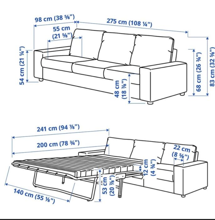 Ikea Vimle 3- osobowa rozkładana kanapa z funkcją spania: zdjecie 99441765