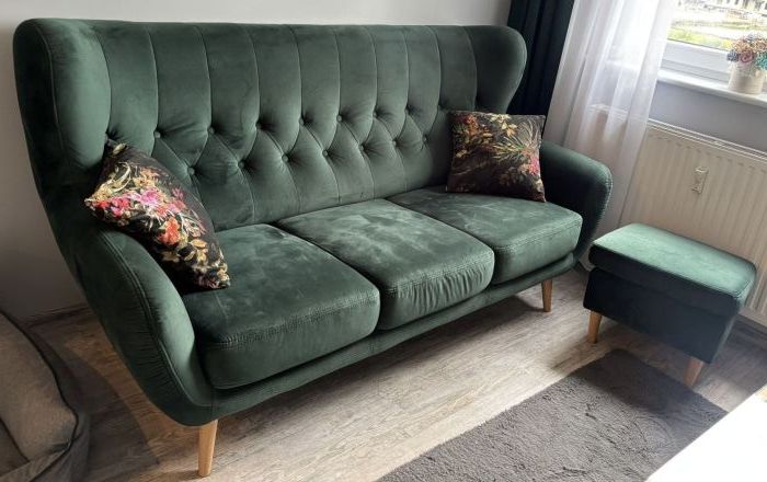 Sofa 3-osobowa ciemnozielona: zdjecie 99450921