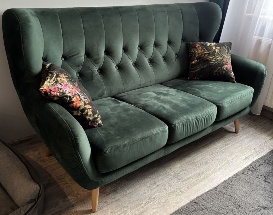 Sofa 3-osobowa ciemnozielona: zdjecie 99450922