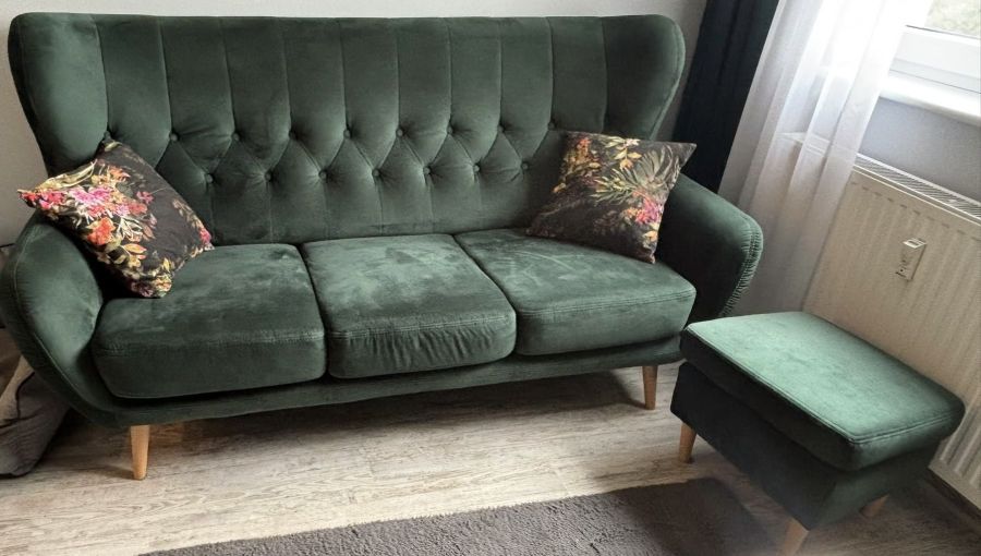 Sofa 3-osobowa ciemnozielona: zdjecie 99450923