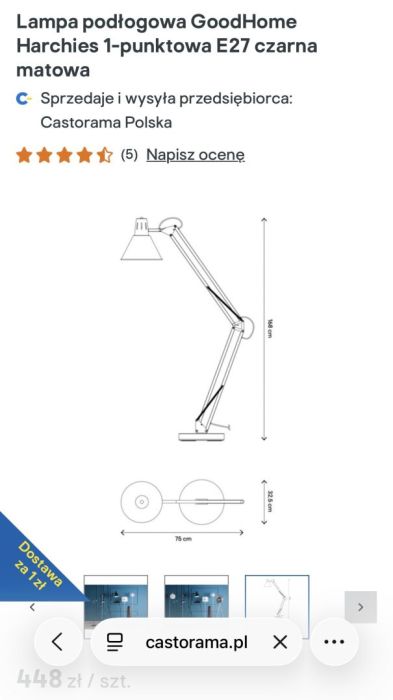 Lampa podłogowa czarna regulowana: zdjecie 99451870
