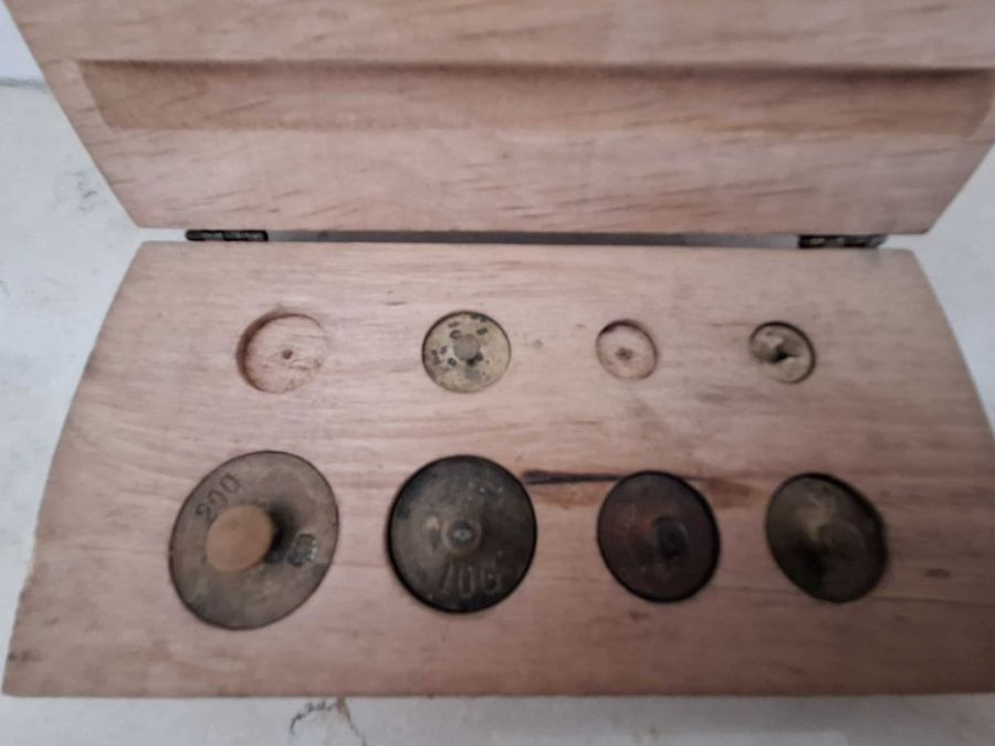 Zestaw odważników w drewnianym etui Vintage: zdjecie 99460067