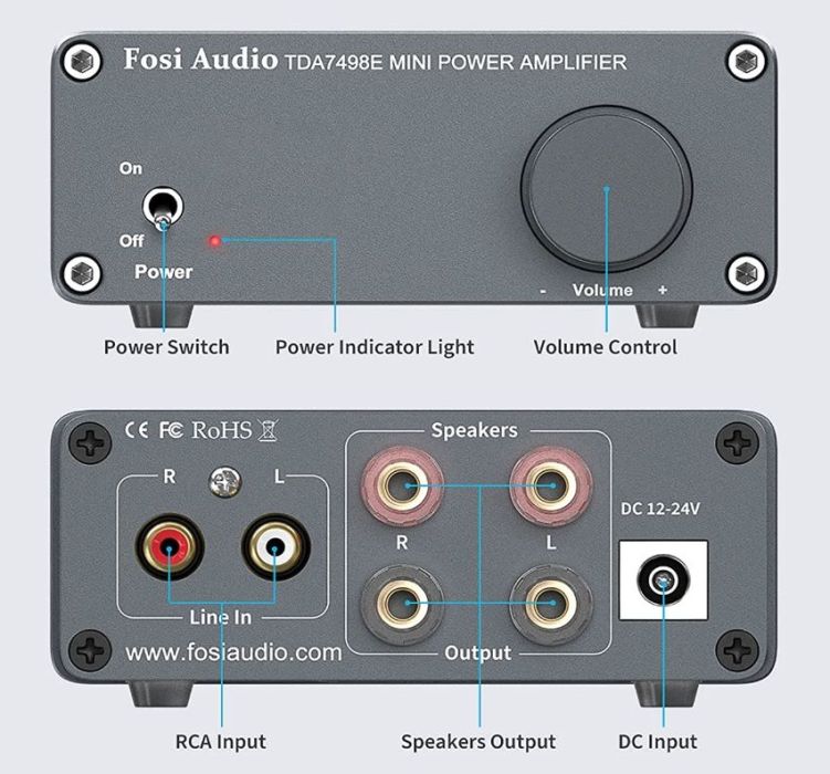 Fosi Aduio TDA7498E mini wzmacniacz + Kolumny AIWA SP-A100, kable: zdjecie 99460838