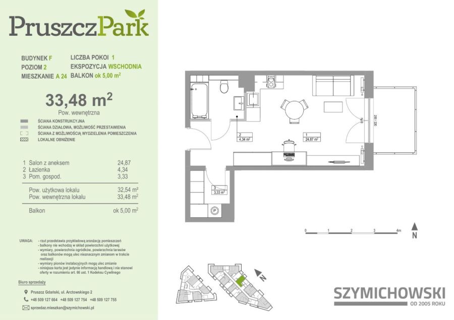 Pruszcz Park | F.A.24 | 1-pok. 33,48 m2 z balkonem: zdjecie 99460896