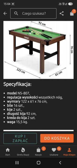 Stół bilardowy dla dzieci neosport: zdjecie 99463164