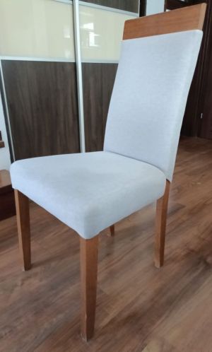6 krzeseł tapicerowanych jasny szary materiał + ciemne nogi: zdjecie 66539324