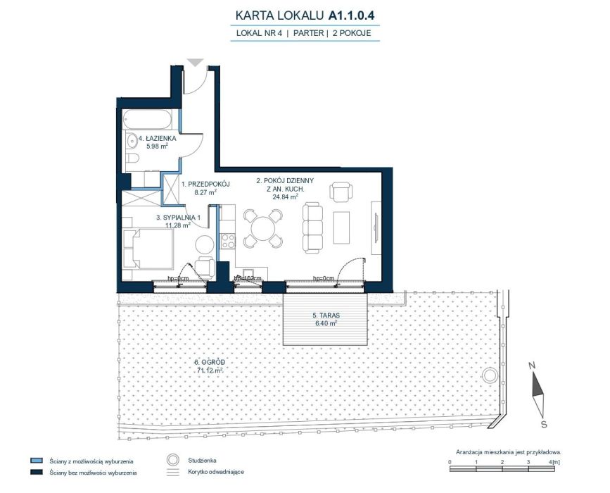 2-pokojowe mieszkanie 50,37 m² | Parter | Południowa ekspozycja: zdjecie 99497238