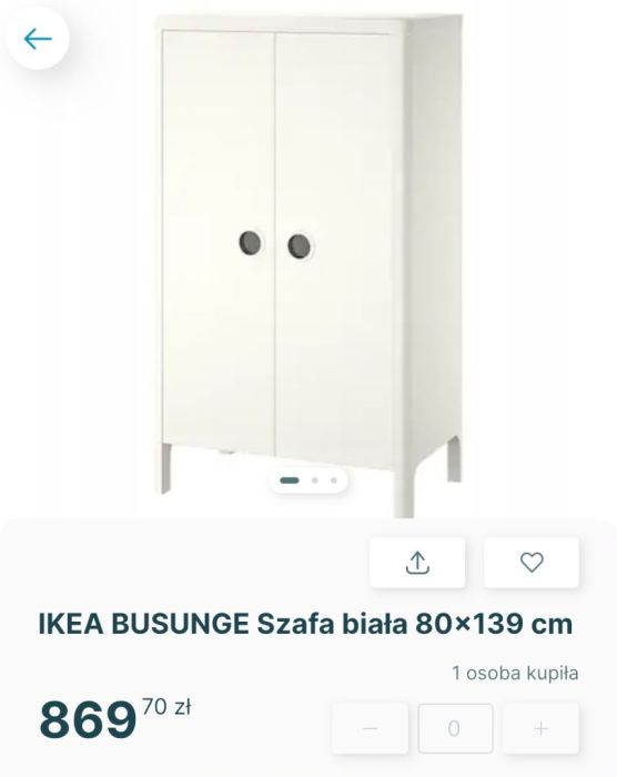 Szafa biała 80x139 cm - Ikea Busunge: zdjecie 99526965
