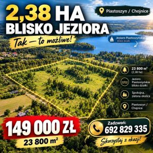 2,38 HA blisko jeziora za tylko 149 000 ZŁ!: zdjecie 66552716