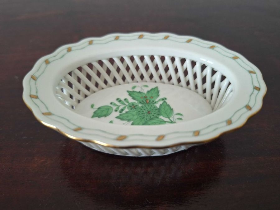 Luksusowy ażurowy koszyczek Herend Apponyi Green porcelana: zdjecie 99560008
