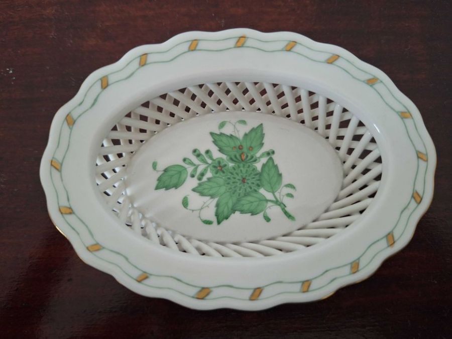 Luksusowy ażurowy koszyczek Herend Apponyi Green porcelana: zdjecie 99560009