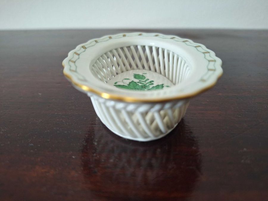 Luksusowy ażurowy koszyczek Herend Apponyi Green porcelana: zdjecie 99560011