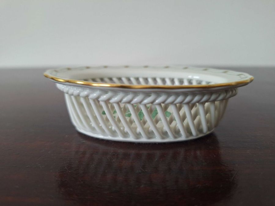 Luksusowy ażurowy koszyczek Herend Apponyi Green porcelana: zdjecie 99560012