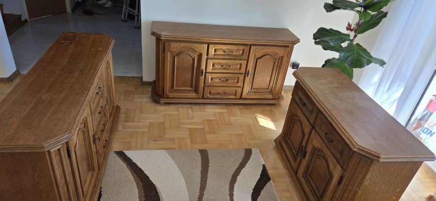 Zestaw 3 dębowych komód rustykalnych w półmacie: zdjecie 99561525
