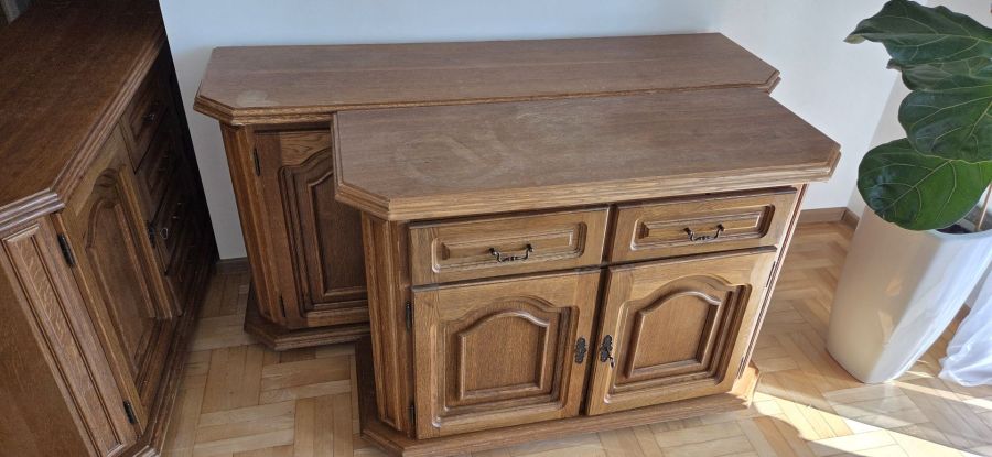 Zestaw 3 dębowych komód rustykalnych w półmacie: zdjecie 99561526