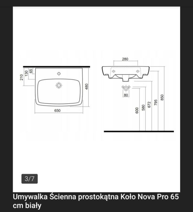 Umywalka Koło  Nova Pro 65 cm: zdjecie 99562579