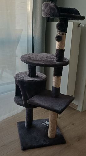 lionto drapak dla kota legowisko budka 2 platformy plusz grafit 116 cm: zdjecie 66553680