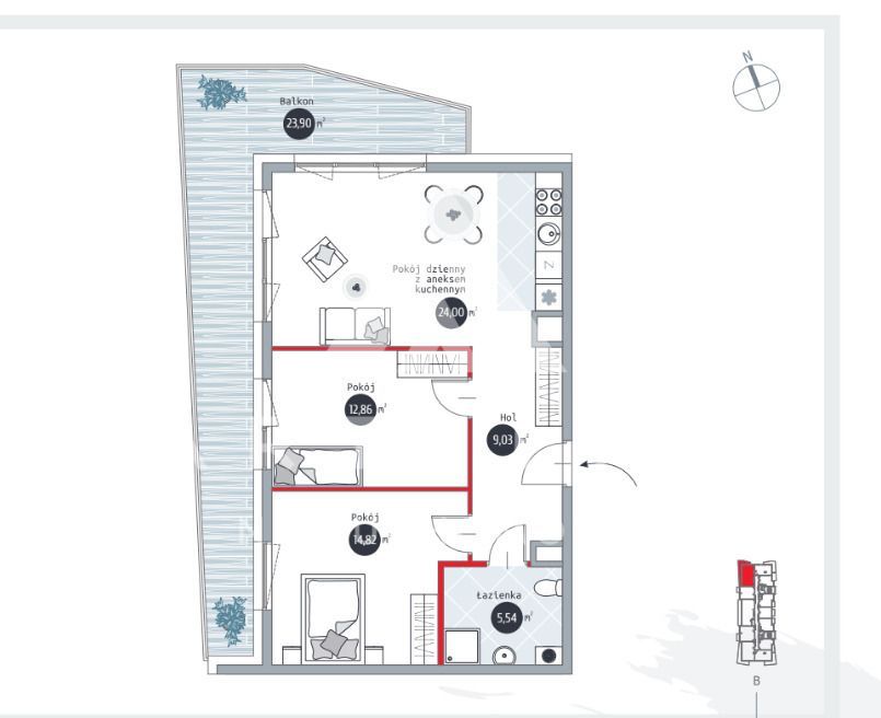 Apartament inwestycyjny z dużym balkonem 800 m od plaży | FV 23%: zdjecie 99566674