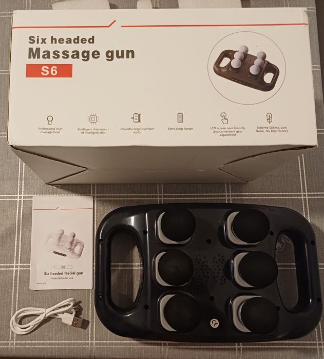 Masażer pistolet elektryczny do ciała USB C 6 głowic bezprzewodowy: zdjecie 99571245