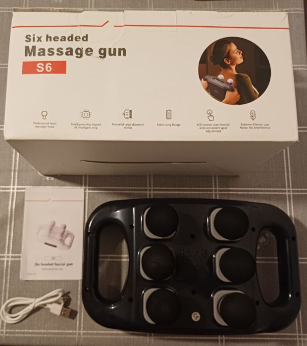 Masażer pistolet elektryczny do ciała USB C 6 głowic bezprzewodowy: zdjecie 99571246