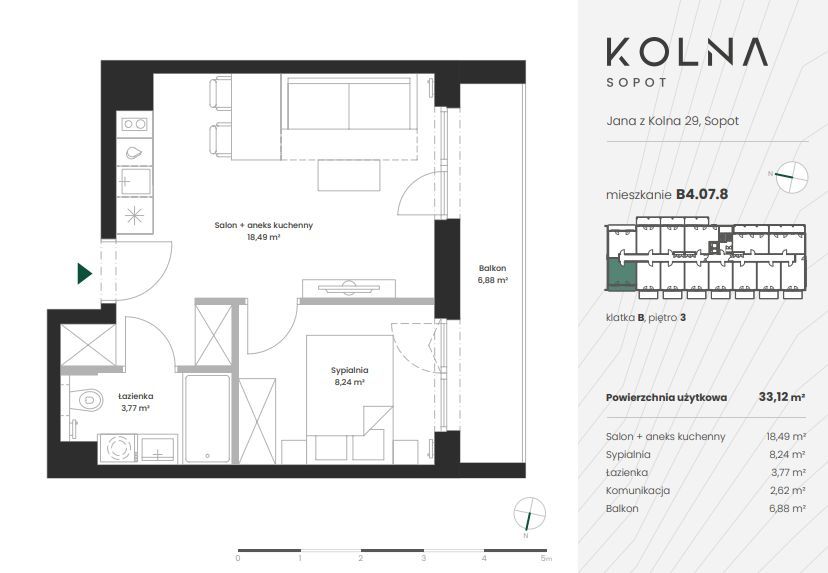 Sopot | Nowe mieszkanie 33,12 m² | Gotowe do odbioru