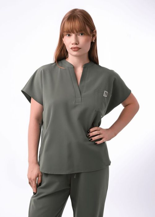 Bluza medyczna damska oversize szałwiowa (wiskoza)