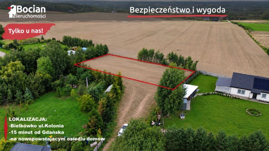Duża, słoneczna działka  z PnB w Bielkówku!