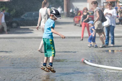 Kurtyna wodna na Targu Węglowym w Gdańsku