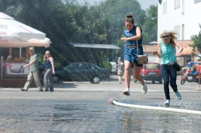 Kurtyna wodna na Targu Węglowym w Gdańsku