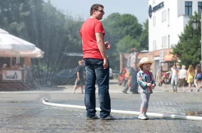 Kurtyna wodna na Targu Węglowym w Gdańsku